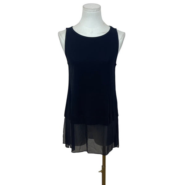 Eileen Fisher Womens Black Silk Tank Top Sheer Hem  Layering Petite PP