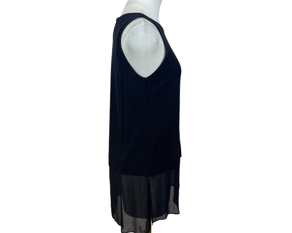 Eileen Fisher Women's Black Silk Tank Top Sheer Hem Layering Petite PP