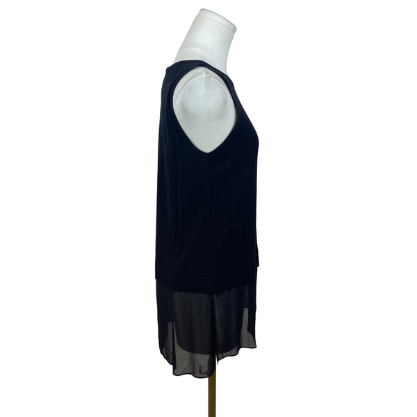 Eileen Fisher Womens Black Silk Tank Top Sheer Hem  Layering Petite PP