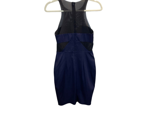 Bec & Bridge Womens Cutout Navy Blue & Black Mesh Mini Bodycon Dress Sz 4