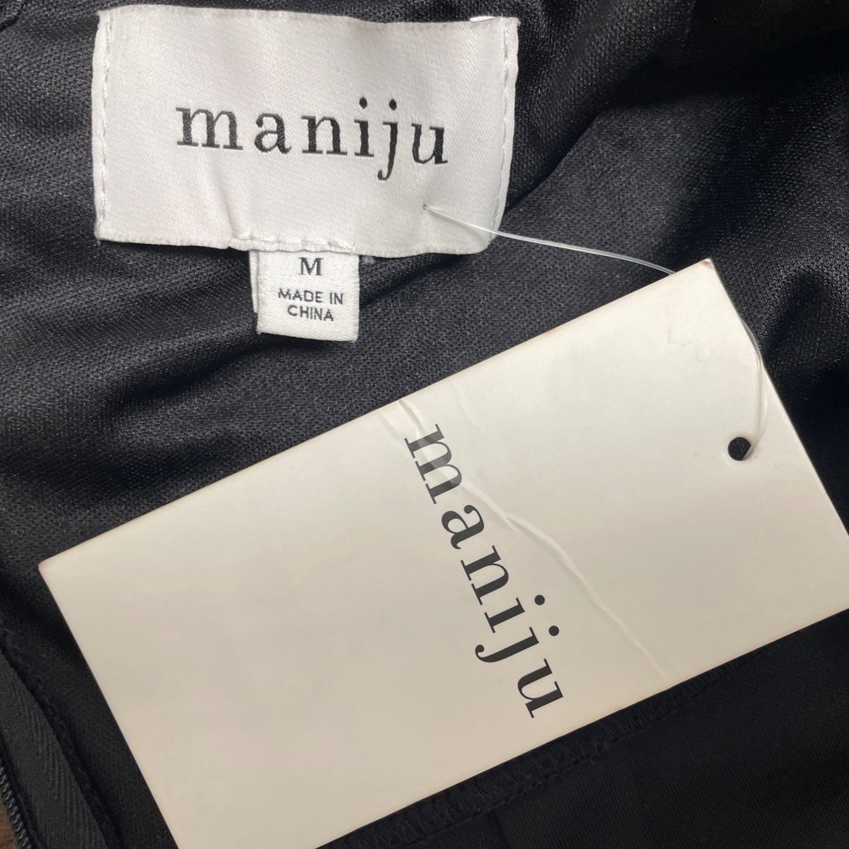 Maniju Elegant Off-Shoulder Black Formal Dress with Pleated Bodice Sz M - New