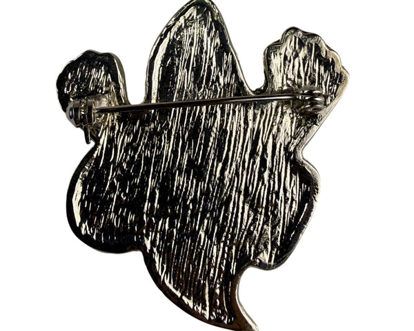 Vintage Halloween Ghost "Boo" Pin Lapel Brooch Enamel Metal White & Black