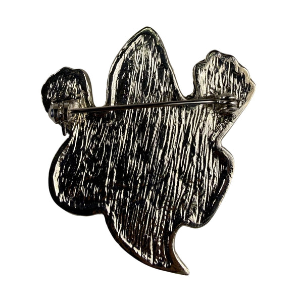 Vintage Halloween Ghost "Boo" Pin Lapel Brooch Enamel Metal White & Black