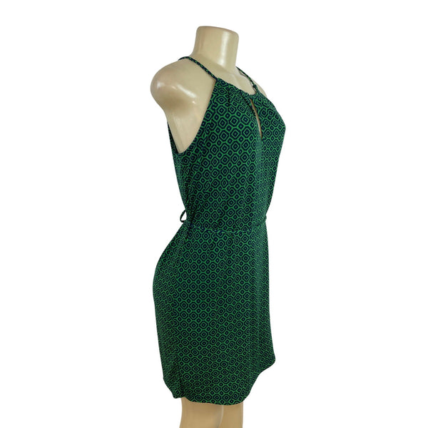 Banana Republic Women’s Green & Navy Sleeveless Geometric Print Mini Dress Sz SP