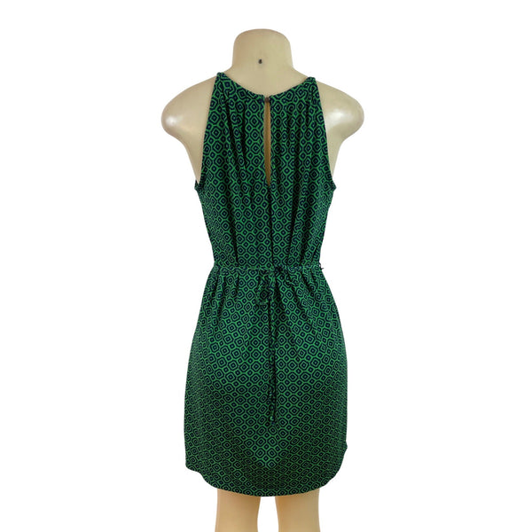 Banana Republic Women’s Green & Navy Sleeveless Geometric Print Mini Dress Sz SP
