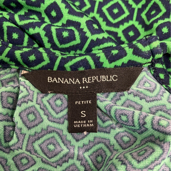 Banana Republic Women’s Green & Navy Sleeveless Geometric Print Mini Dress Sz SP