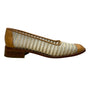 Vintage Joan David Women’s Tan/Brown Leather & Fabric Striped Low-Heel Flats Sz 7M