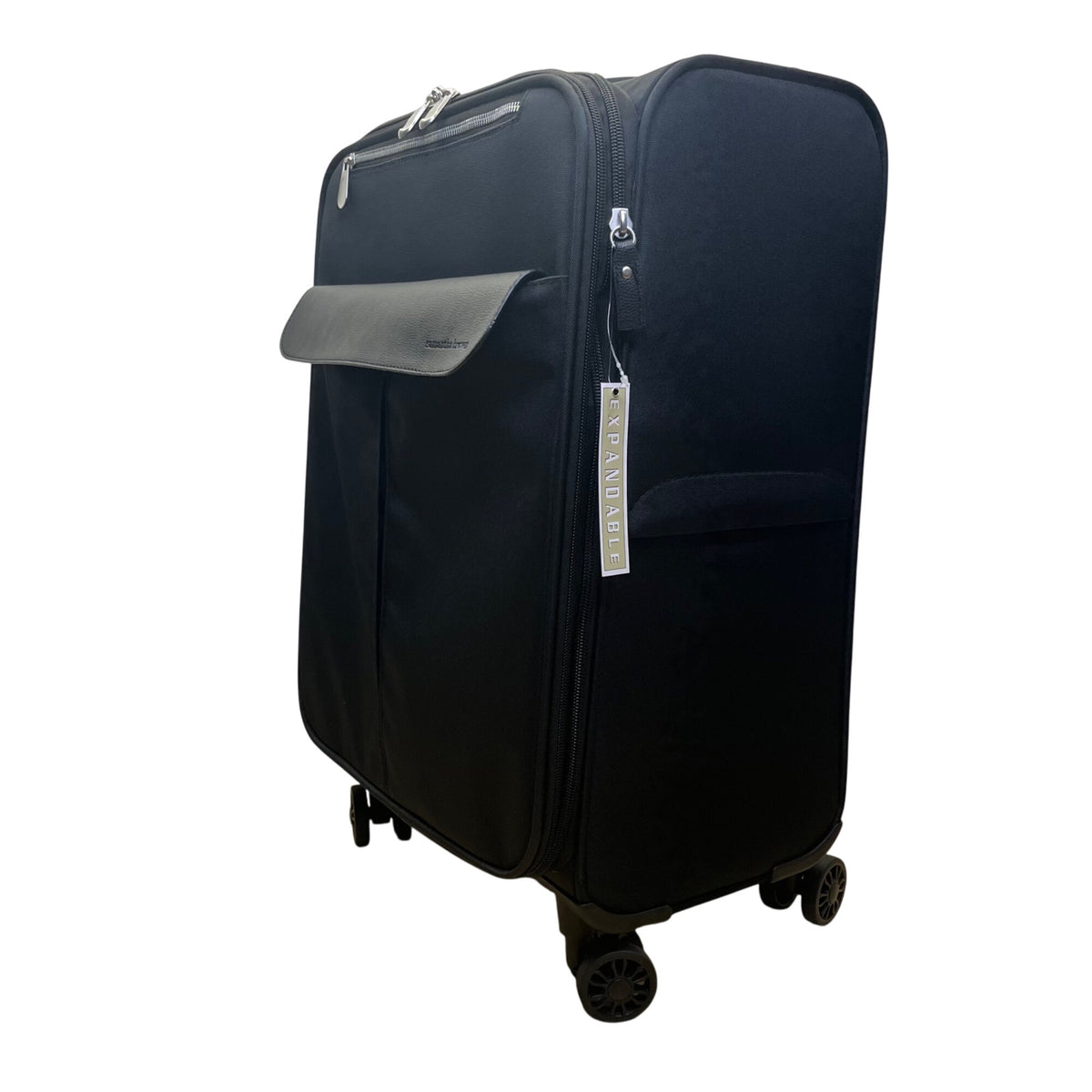 Samantha Brown Black With Leather Trim Expandable Wheels Spinner Luggage Size L