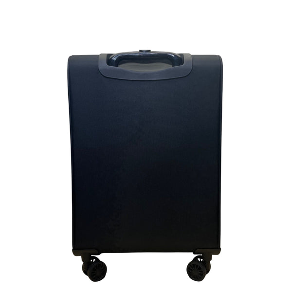 Samantha Brown Black With Leather Trim Expandable Wheels Spinner Luggage Size L