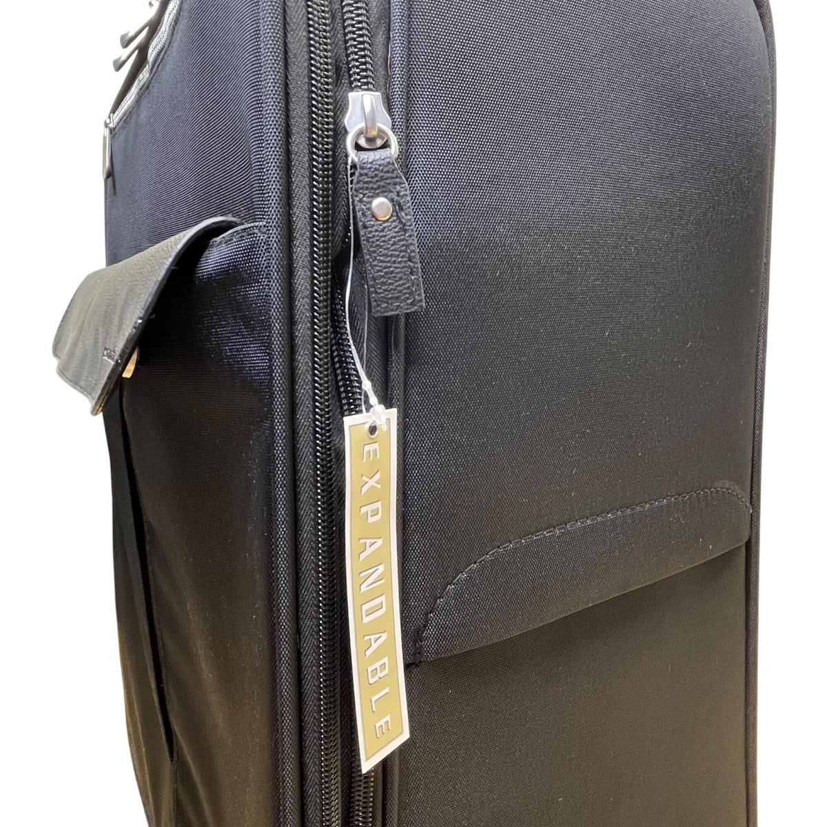 Samantha Brown Black With Leather Trim Expandable Wheels Spinner Luggage Size L
