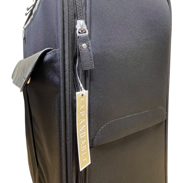Samantha Brown Black With Leather Trim Expandable Wheels Spinner Luggage Size L