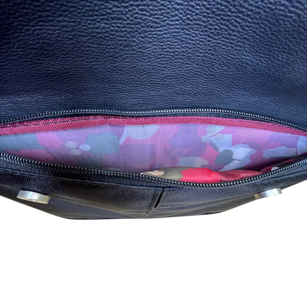 Samantha Brown Black With Leather Trim Expandable Wheels Spinner Luggage Size L