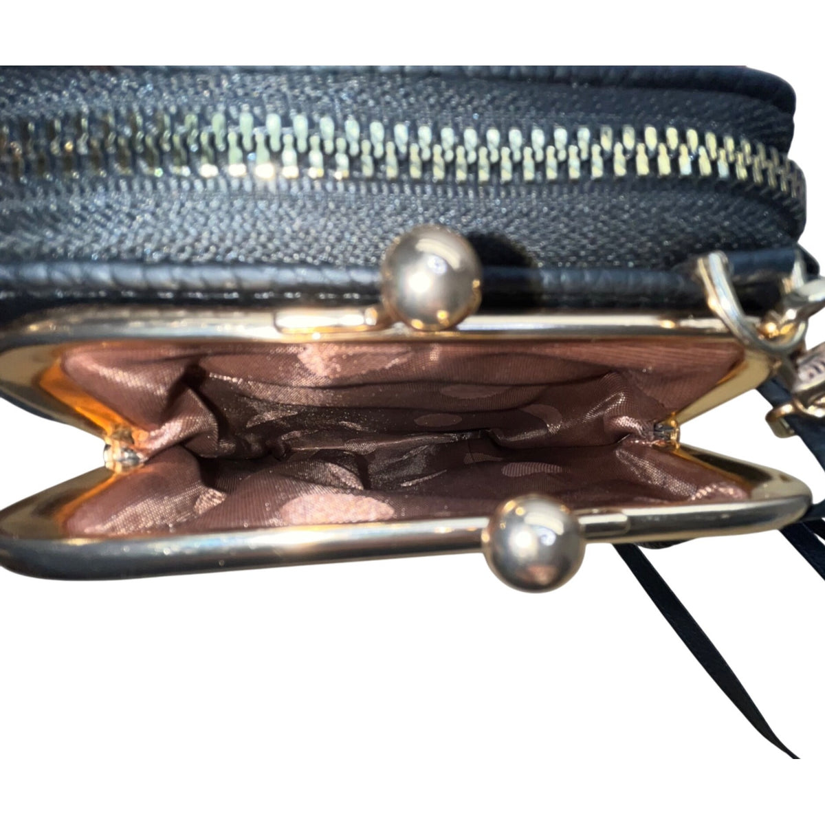 Carr Ken Women’s Black Faux Leather Metal Frame Kisslock Closure Crossbody Bag