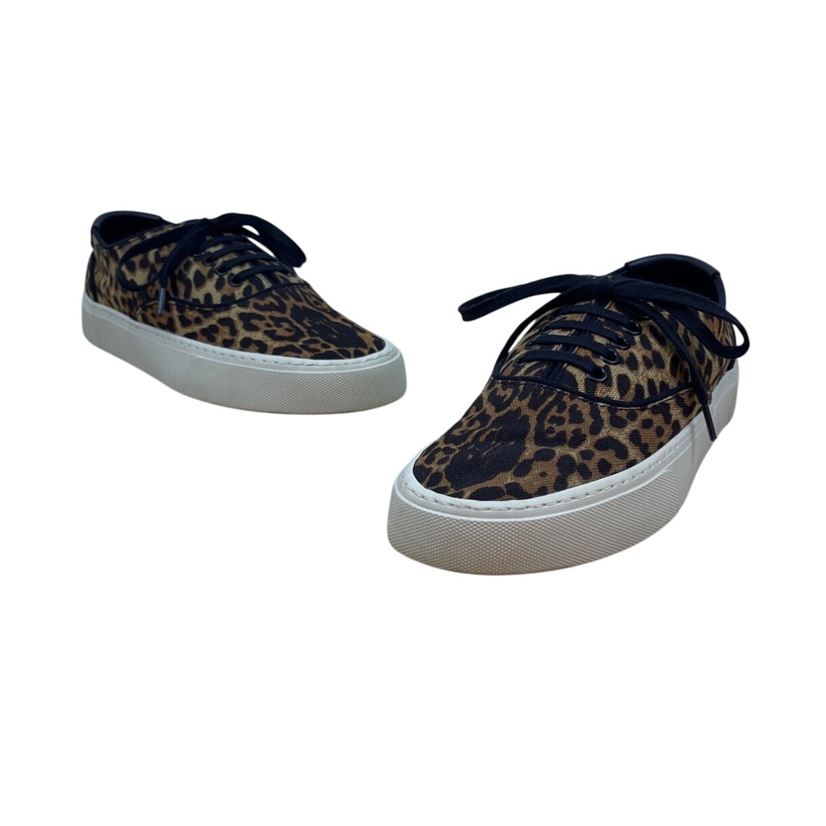 Saint Laurent Women’s Brown & Blue Leopard Print Casual Low-Top Sneakers Sz 38.5
