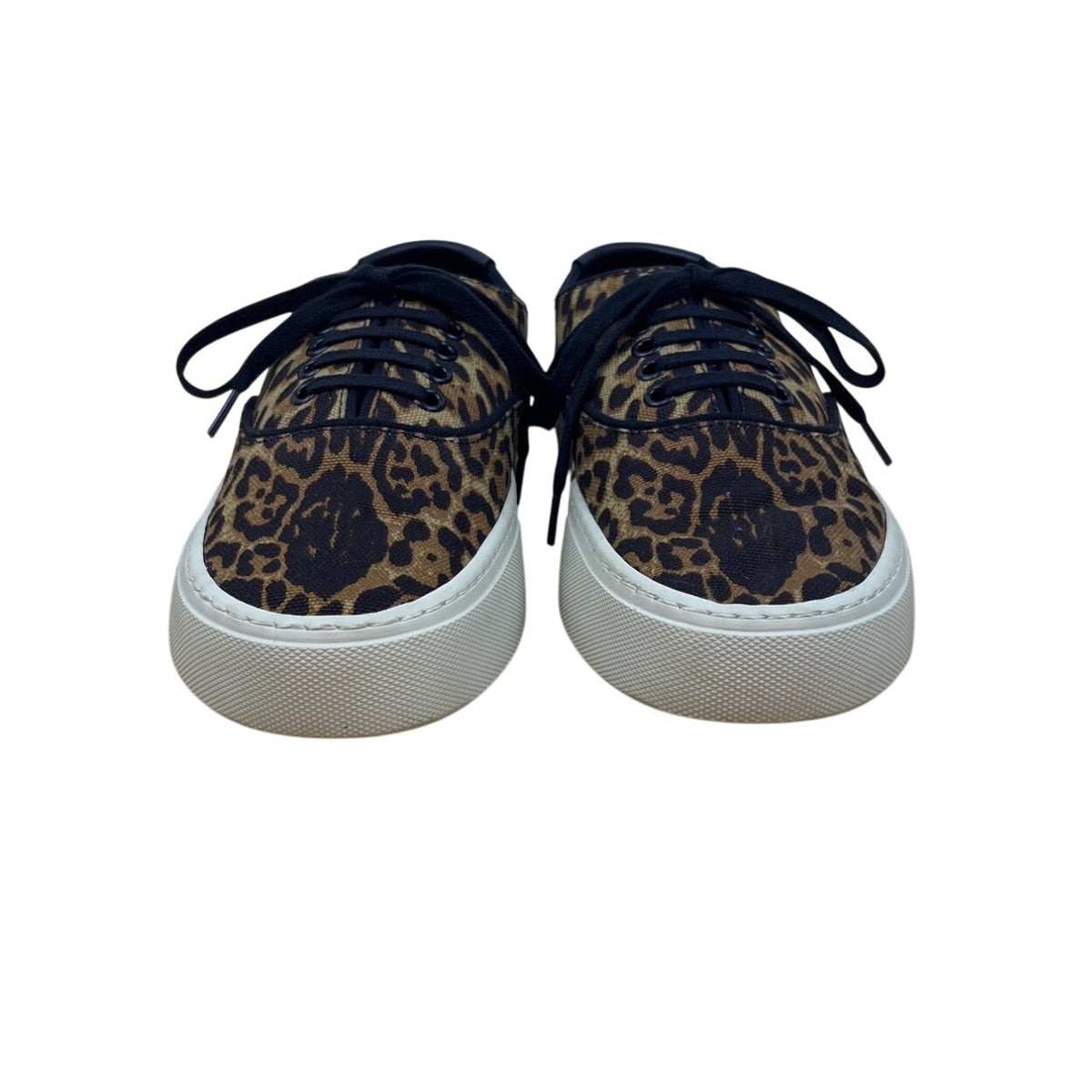 Saint Laurent Women’s Brown & Blue Leopard Print Casual Low-Top Sneakers Sz 38.5