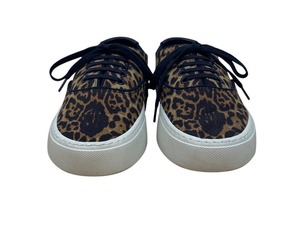 Saint Laurent Women’s Brown & Blue Leopard Print Casual Low-Top Sneakers Sz 38.5
