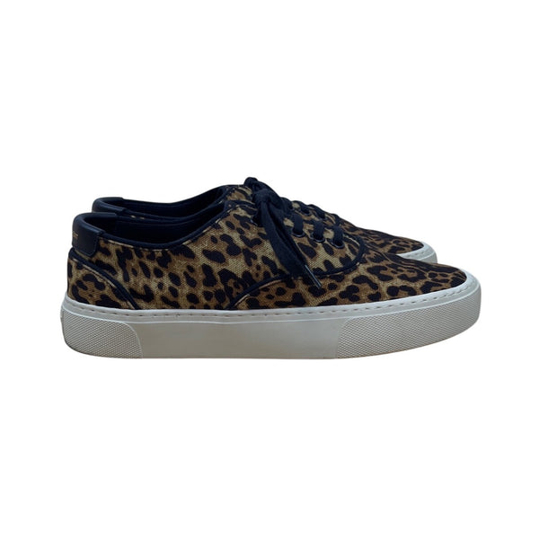 Saint Laurent Women’s Brown & Blue Leopard Print Casual Low-Top Sneakers Sz 38.5