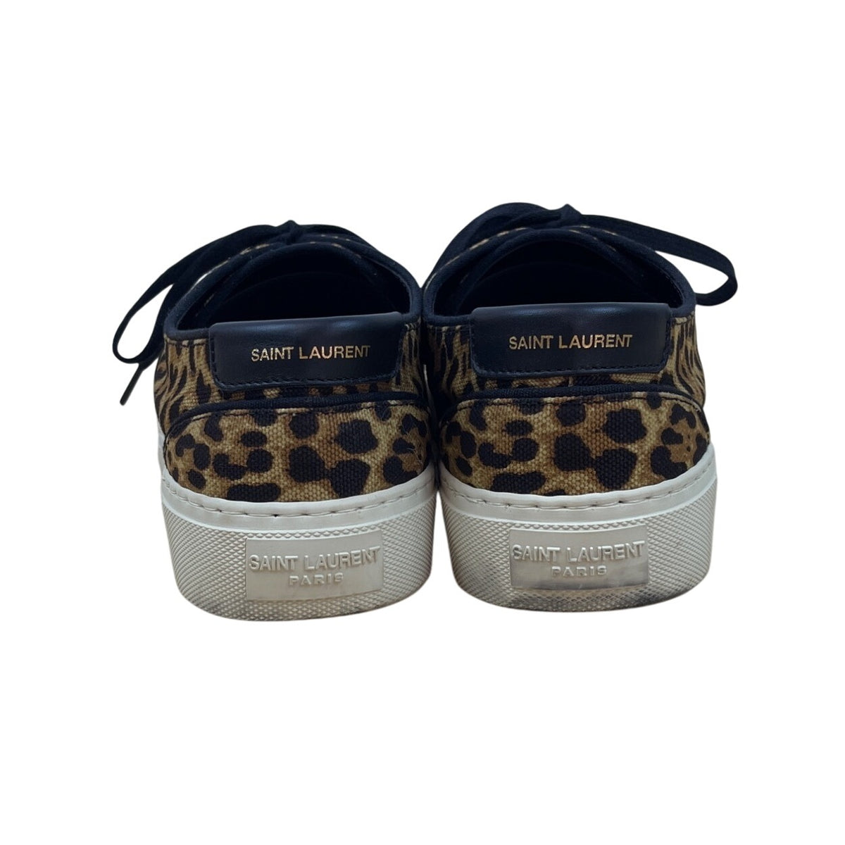 Saint Laurent Women’s Brown & Blue Leopard Print Casual Low-Top Sneakers Sz 38.5