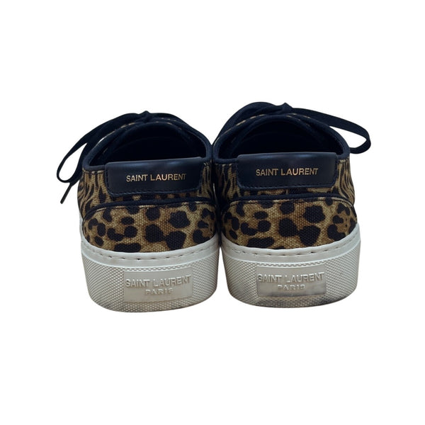Saint Laurent Women’s Brown & Blue Leopard Print Casual Low-Top Sneakers Sz 38.5