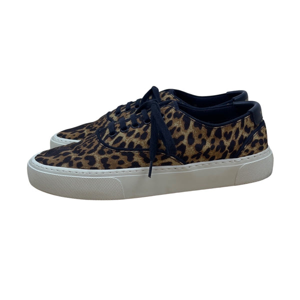Saint Laurent Women’s Brown & Blue Leopard Print Casual Low-Top Sneakers Sz 38.5