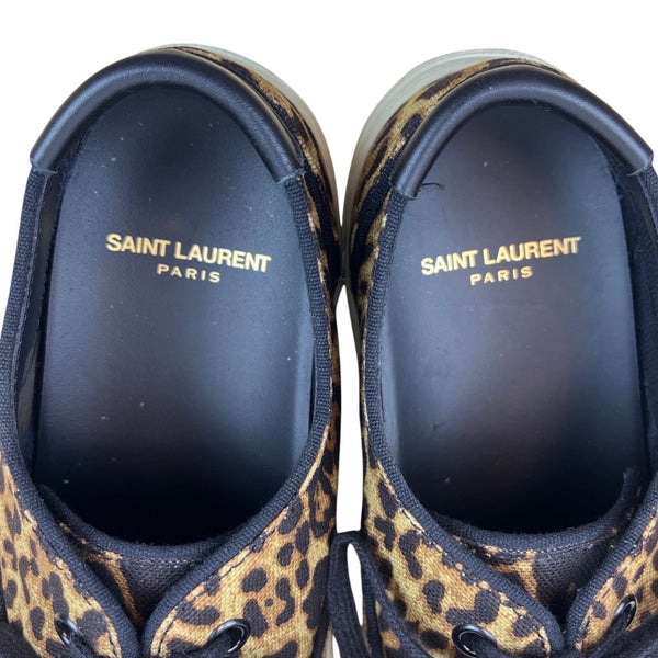 Saint Laurent Women’s Brown & Blue Leopard Print Casual Low-Top Sneakers Sz 38.5