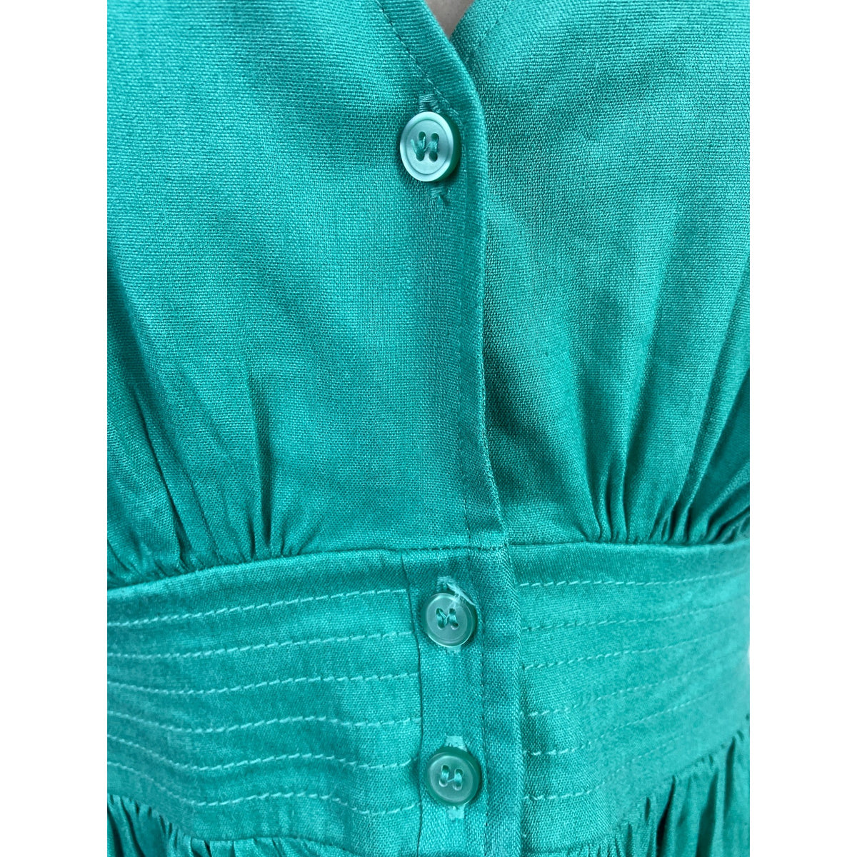 Chelsea 28 Green Women’s  Ruffled Sleeve Fit & Flare Button Front Dress Size S