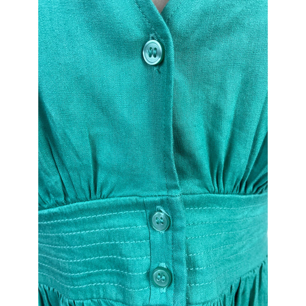 Chelsea 28 Green Women’s  Ruffled Sleeve Fit & Flare Button Front Dress Size S