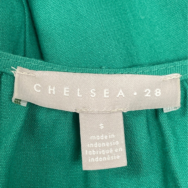 Chelsea 28 Green Women’s  Ruffled Sleeve Fit & Flare Button Front Dress Size S