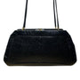 Vintage 80s Judith Leiber Black Snakeskin Leather Gold Hardware Shoulder Bag