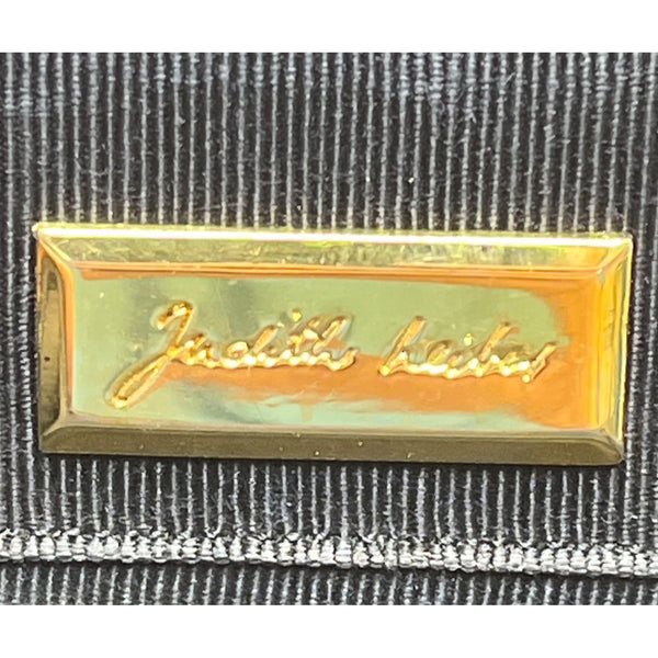 Vintage 80s Judith Leiber Black Snakeskin Leather Gold Hardware Shoulder Bag