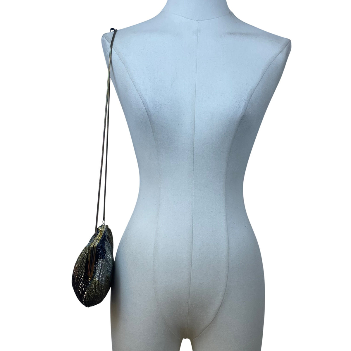 Vintage Geromes Women’s Gold/Black Beaded Clasp Closure Evening Clutch Bag