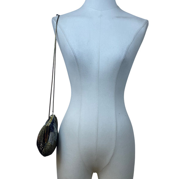 Vintage Geromes Women’s Gold/Black Beaded Clasp Closure Evening Clutch Bag