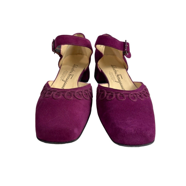 Salvatore Ferragamo Women's Vino Suede Simona Mid Heel Shoes Sz 7.5B -  Original Box
