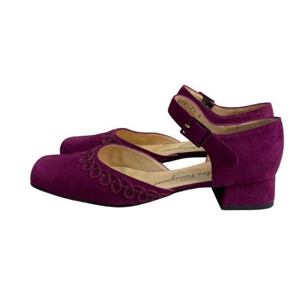 Salvatore Ferragamo Women's Vino Suede Simona Mid Heel Shoes Sz 7.5B -  Original Box