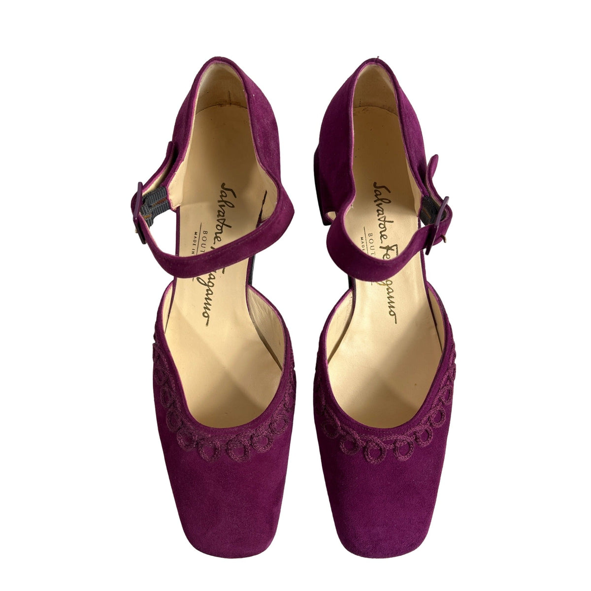 Salvatore Ferragamo Women's Vino Suede Simona Mid Heel Shoes Sz 7.5B -  Original Box