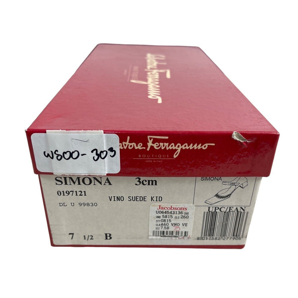 Salvatore Ferragamo Women's Vino Suede Simona Mid Heel Shoes Sz 7.5B -  Original Box