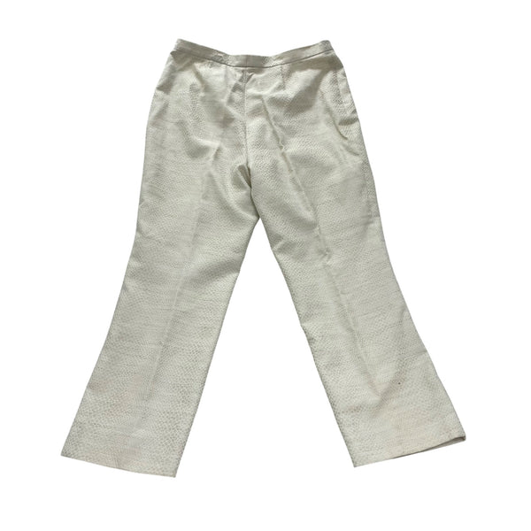 Louis Féraud Womens Cream Cotton & Rayon Pants Animal Print Size 16