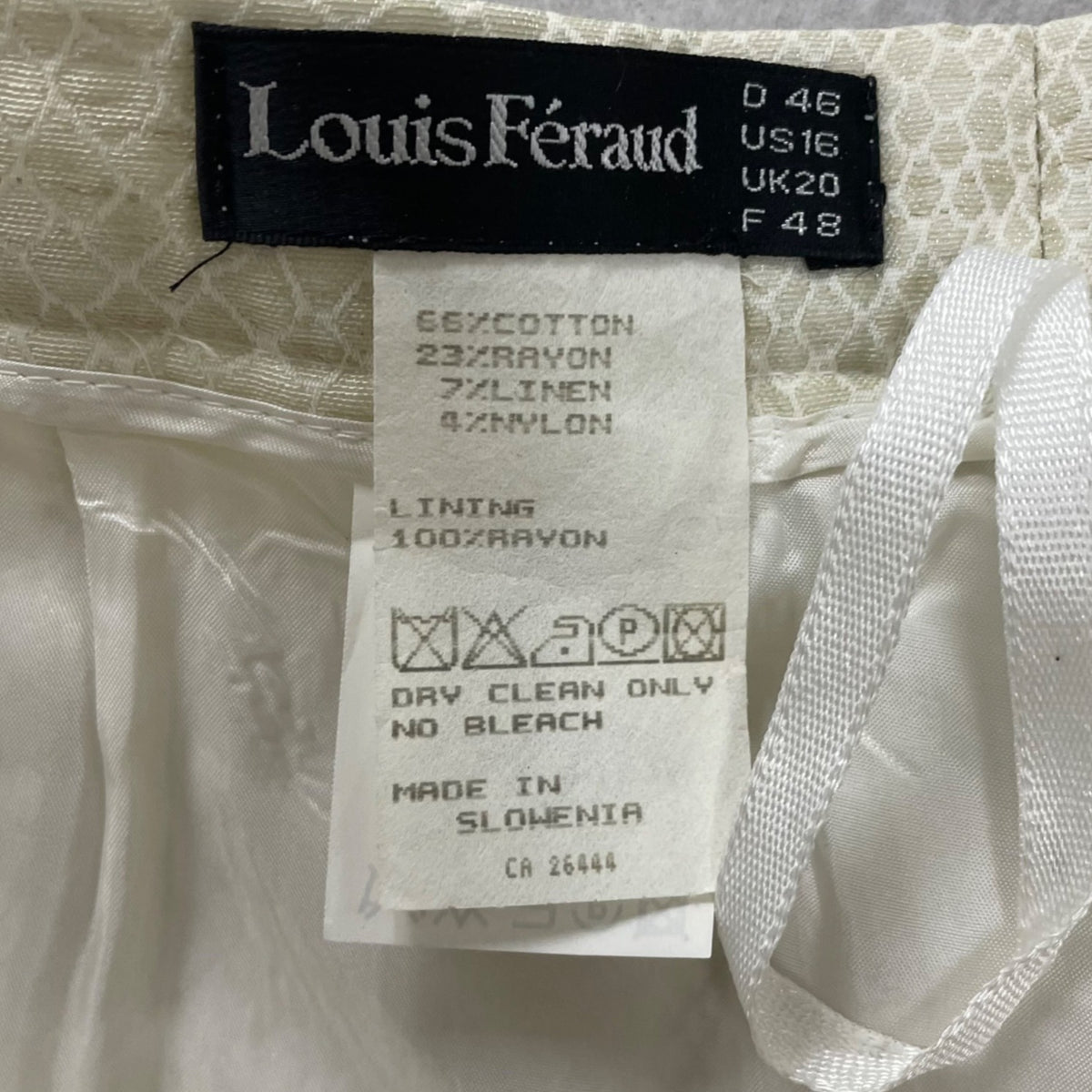 Louis Féraud Womens Cream Cotton & Rayon Pants Animal Print Size 16