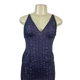 Papell Boutique Evening Purple Sequin Sleeveless Bodycon Dress Size 4