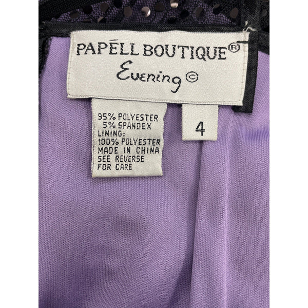 Papell Boutique Evening Purple Sequin Sleeveless Bodycon Dress Size 4