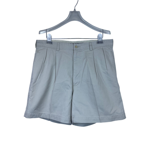 Ralph Lauren Mens Tan Cotton Chino Shorts Pleated Back Pockets Made In Mexico Size 35