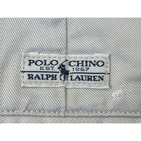 Ralph Lauren Mens Tan Cotton Chino Shorts Pleated Back Pockets Made In Mexico Size 35