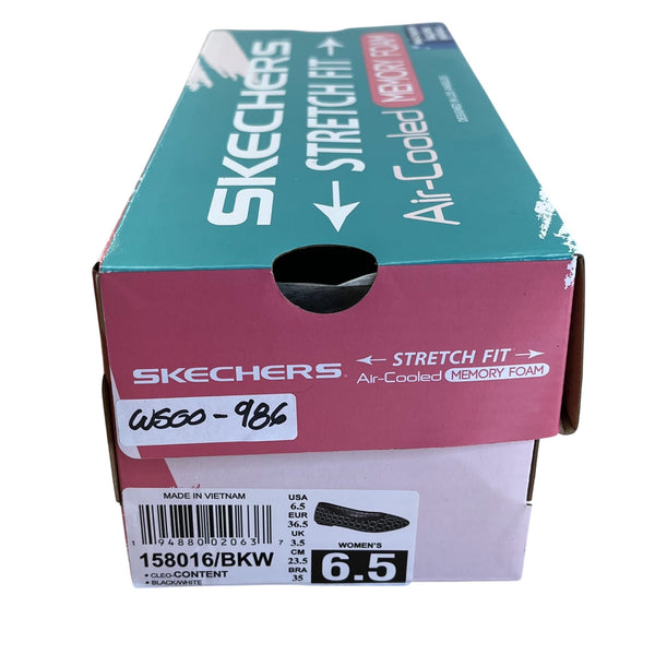 Skechers Women’s Black & White Stretch Fit Air-Cooled Flats Sz 6.5 - New