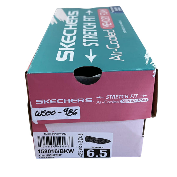 Skechers Women’s Black & White Stretch Fit Air-Cooled Flats Sz 6.5 - New