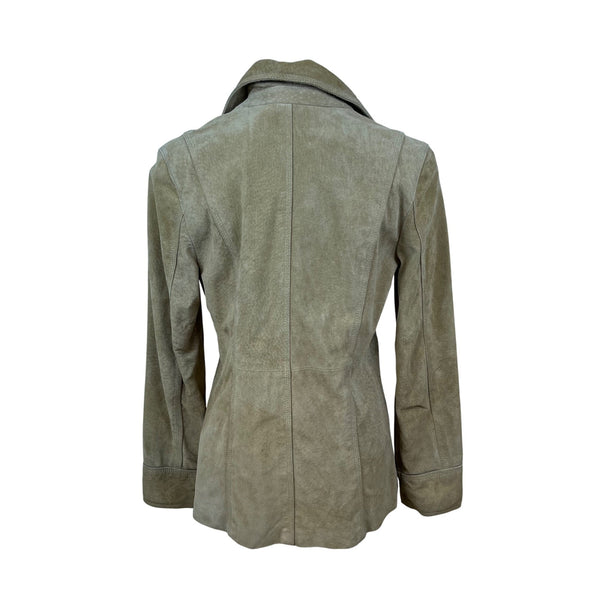 Suede Womens Beige Jacket  3-Button Closure Long Sleeves Neutral Colorway