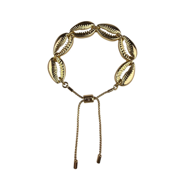 J.Crew Womens Gold Tone Adjustable Cowrie Shell Bracelet Lightweight Metal Links