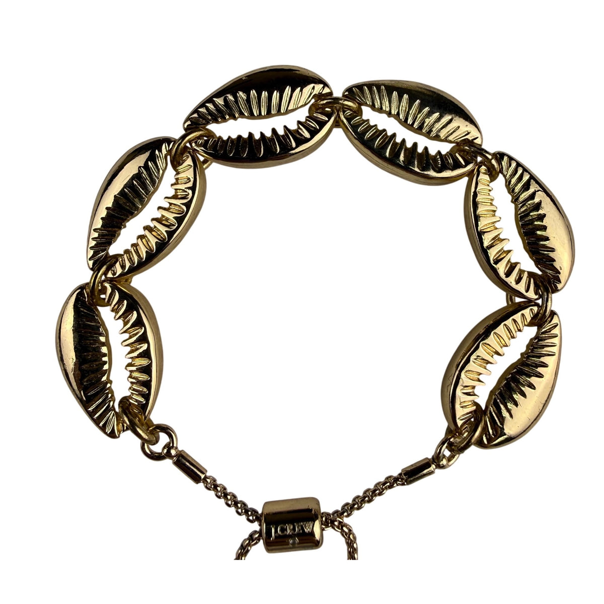 J.Crew Womens Gold Tone Adjustable Cowrie Shell Bracelet Lightweight Metal Links