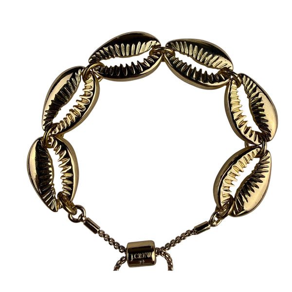 J.Crew Womens Gold Tone Adjustable Cowrie Shell Bracelet Lightweight Metal Links