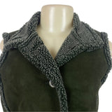 L.L. Bean Womens Olive Green Sherpa Lined Button-Down Vest Size S