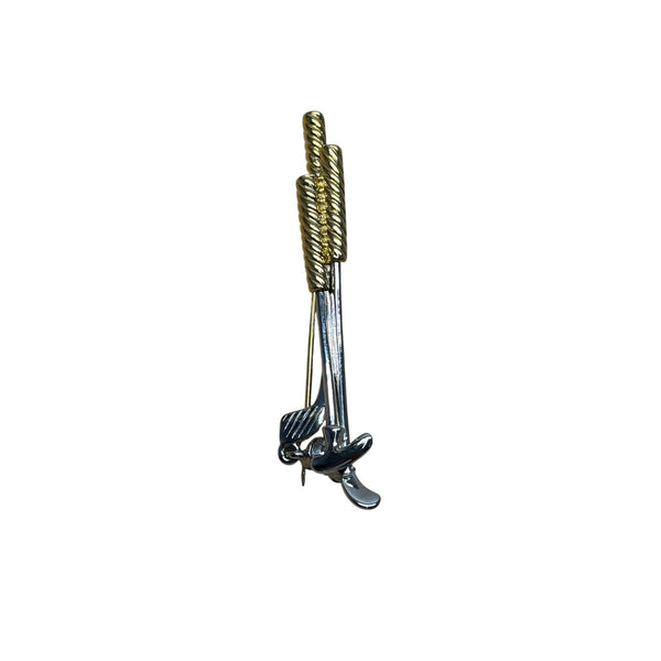 Vintage Gold & Silver Two-Tone Ski Pole & Boot Pin Brooch